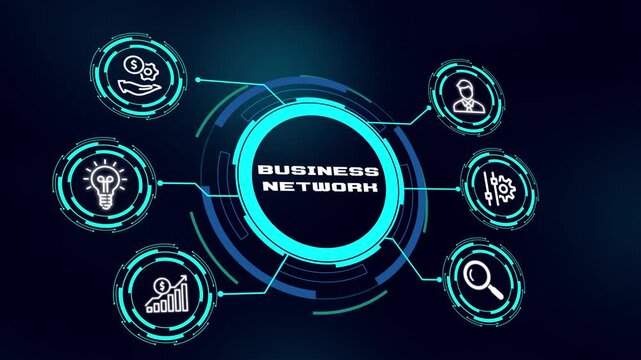 Business Network Animation for Corporate Connectivity, Strategic Partnership, Global Collaboration and Digital Communication