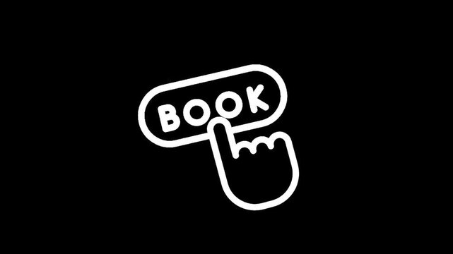 Clicking the book button with a finger icon on a black background