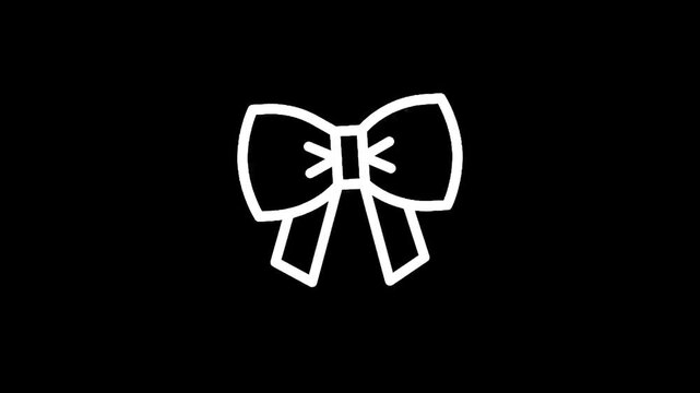Simple white bow icon on a black background, minimalist design for graphic elements