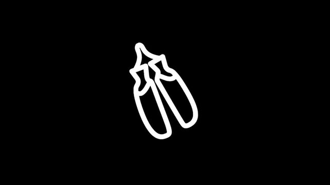 Simple white outline of two chili peppers on a black background