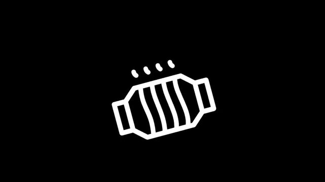 Icon representing a catalytic converter with heat waves emanating from it