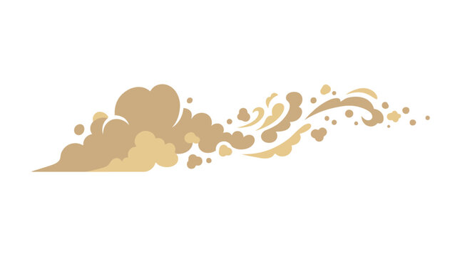 Sand or dust storm gust vector illustration on white.