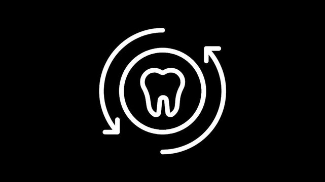 Dental care cycle icon with tooth symbol and circular arrows