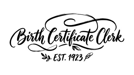 Elegant script typography for Birth Certificate Clerk logo. © gerrymurniawan