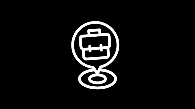 Location pin icon with briefcase inside, representing business or job search