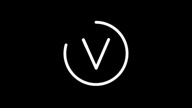 Minimalist white letter V inside a circle on a black background
