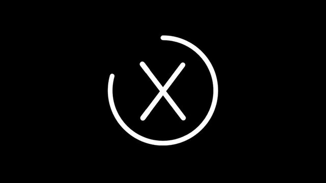 Simple white cross symbol inside a circle on a black background