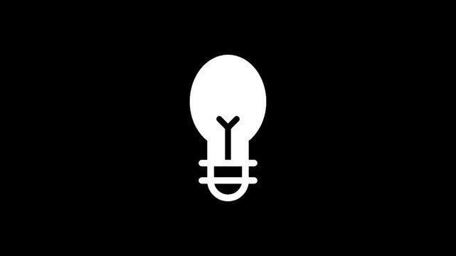 Simple white light bulb icon on a black background representing ideas and innovation