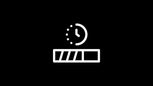 Loading progress bar with clock icon indicating time passing during the process