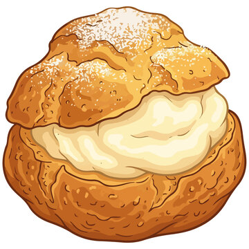 Hand-Drawn Cream Puff Cartoon Vector Illustration