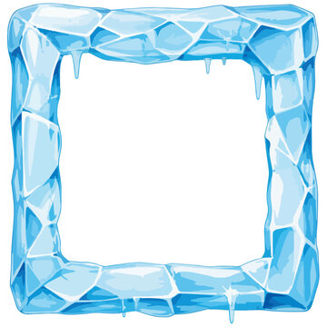 Ice Crystal Frame Border with Icicles Vector Illustration
