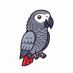 Fototapeta premium African Gray parrot perched on a branch illustration