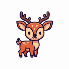 Fototapeta premium Cute cartoon deer illustration isolated on white background
