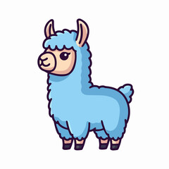 Fototapeta premium Cute blue cartoon llama illustration on white background