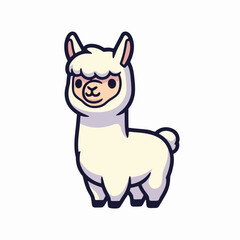 Fototapeta premium Cute white alpaca illustration standing on a white background