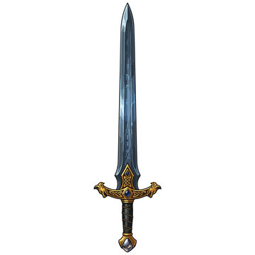 Fantasy Sword Digital Illustration with Celtic Knot Hilt and Gemstones