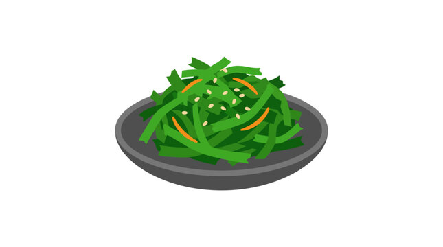 Wakame seaweed salad in a black bowl with sesame.