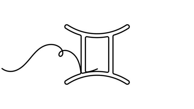 Continuous single line Gemini symbol animation minimalist monoline horoscope video intros and twins zodiac astrology social media reels motion graphic moving on white background