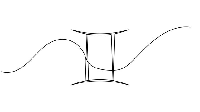 Continuous single line Gemini symbol animation minimalist monoline horoscope video intros and twins zodiac astrology social media reels motion graphic moving on white background