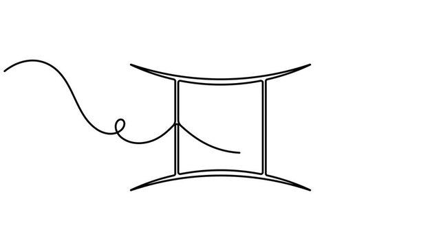 Continuous single line Gemini symbol animation minimalist monoline horoscope video intros and twins zodiac astrology social media reels motion graphic moving on white background