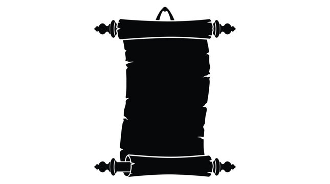 Ancient scroll with decorative edges black silhouette