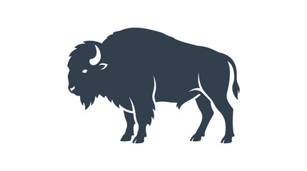 Obraz premium Black silhouette of an American bison bull.