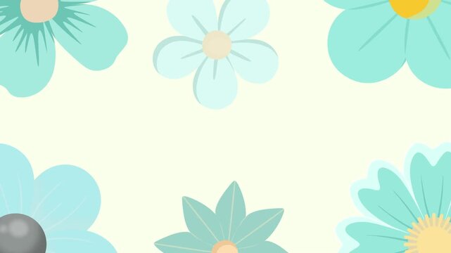 4K Animated Blue Floral Background