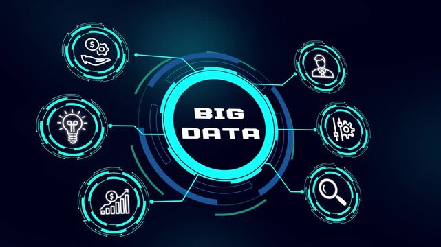 Big Data Analytics Concept. Business Intelligence, Predictive Analysis, Data Processing and Digital Transformation