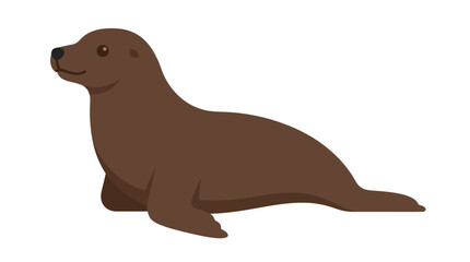 Brown sea lion seal character icon isolated on white background. © fitriyani