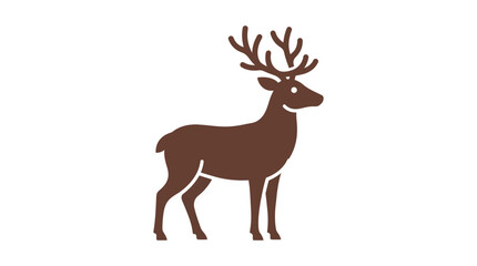 Fototapeta premium Silhouette of a brown deer with large antlers standing.
