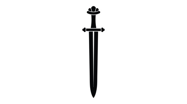 Medieval sword silhouette against a white background simple black design