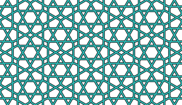Islamic geometric pattern teal arabesque background design