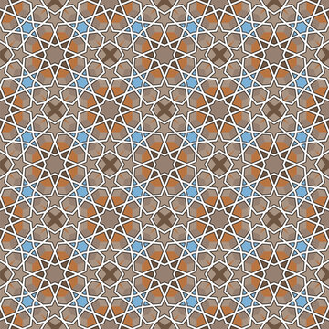 Islamic geometric mosaic pattern background with stars