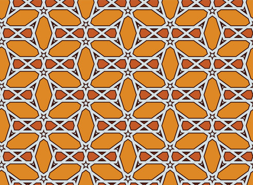 Seamless pattern combining geometric islamic arabesque elements