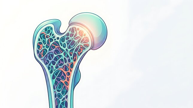 Human femur bone cross section showing internal anatomy and structure