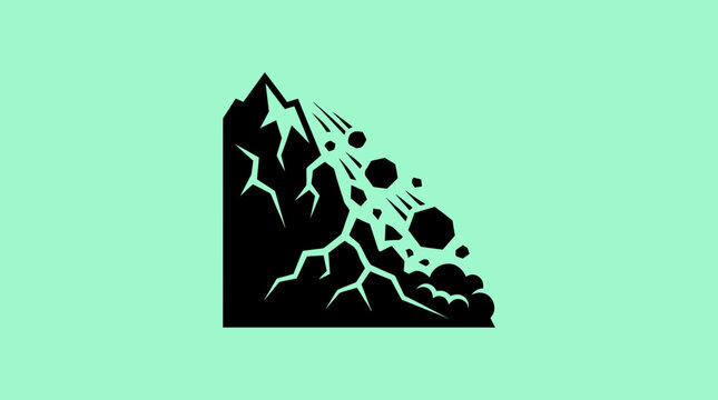 Mountain Rockslide Icon Silhouette