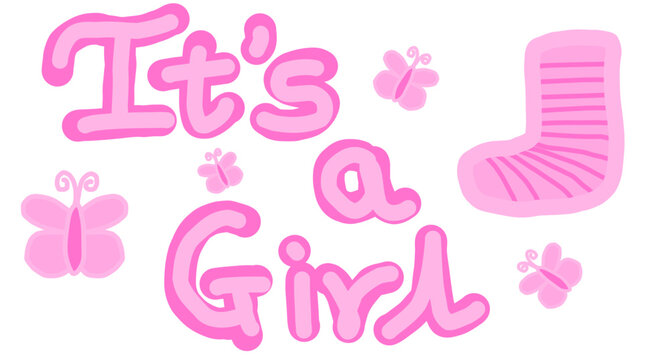 It&rsquo;s a Girl Announcement Vector Illustration