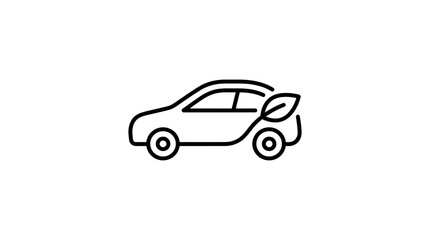 Fototapeta premium Electric Eco Friendly Car Icon with Leaf Symbol