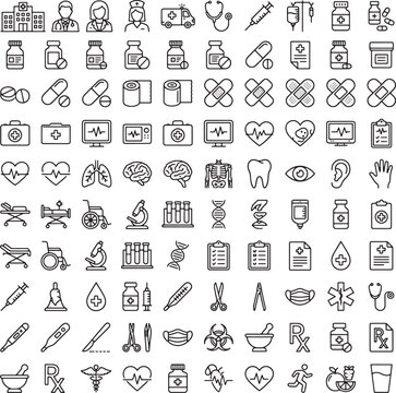 Medical Healthcare Outline Symbol Collection