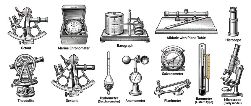 Vintage Scientific Instruments Collection Drawing