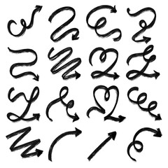 Fototapeta premium Hand Drawn Doodle Arrow Collection with Curved, Wavy and Directional Arrows