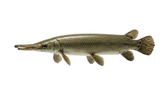 Gar fish specimen photograph with detailed scales and fins isolated on transparent background garfish longnose alligator