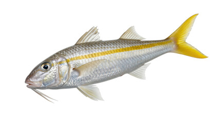 Obraz premium A goatfish with yellow fins and a barbule detailed photograph on transparent background mulletfish fish marine