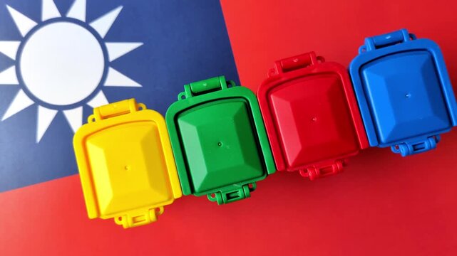 Bins for garbage, a conceptual background for selective and recycling waste disposal. Bins for trash