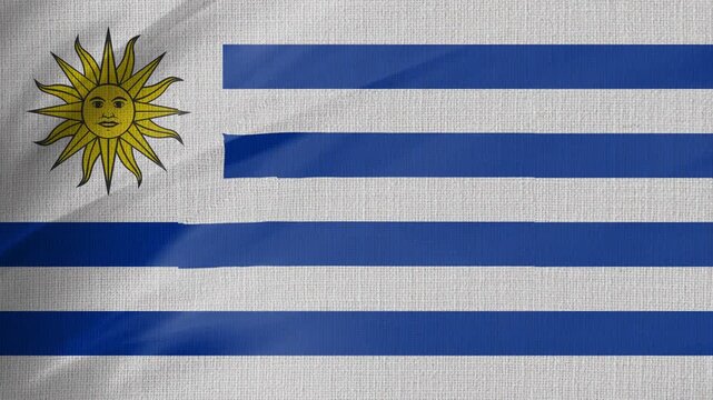 Uruguay Flag Animation With Fabric Texture