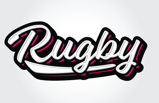 Rugby Hand Lettering Typography Vector Template