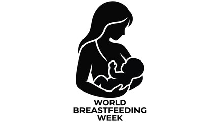 Obraz premium Mother And Baby Silhouette With Text World Breastfeeding Week Design