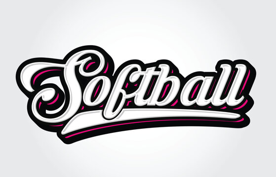 Softball Hand Lettering Typography Vector Template