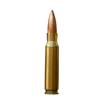 Single Rifle Cartridge Ammunition Round on Transparent Background png