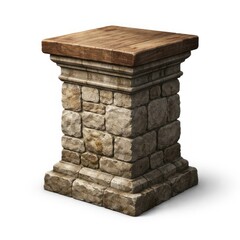 Obraz premium Stone pedestal with wooden top.